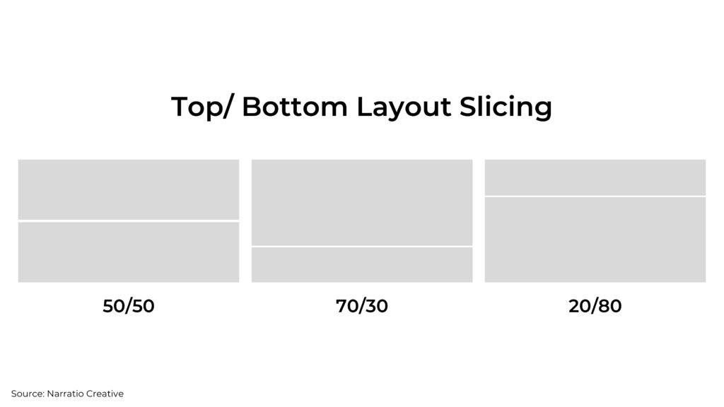 different proportions of top/ bottom business presentation layouts