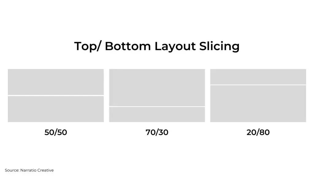 different proportions of top/ bottom business presentation layouts