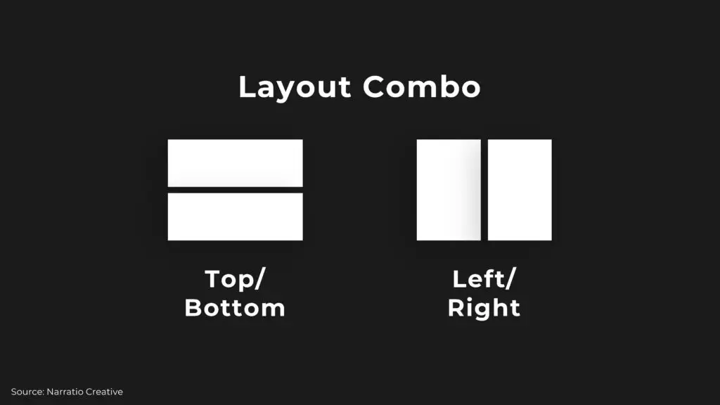 layout combo with top/ bottom and left/ right business presentation layouts