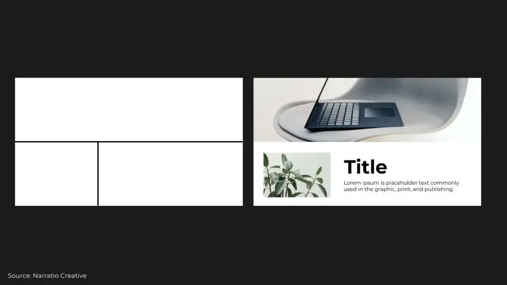 layout combo with top/ bottom and left/ right business presentation layouts example adjusted proportion