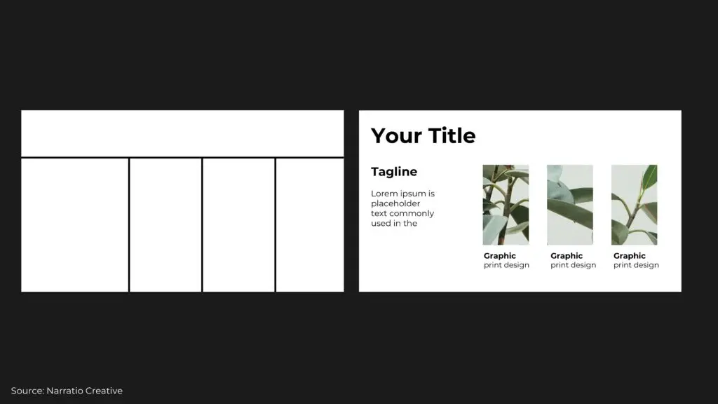 layout combo with top/ bottom and left/ right business presentation layouts example 4 columns