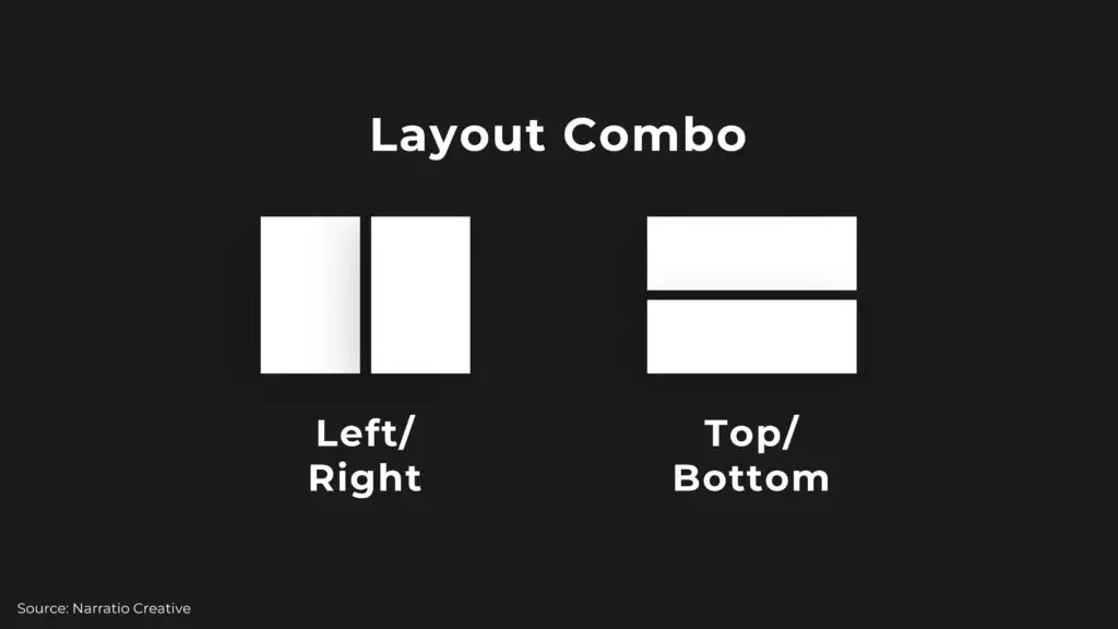 layout combo with top/ bottom and left/ right business presentation layouts