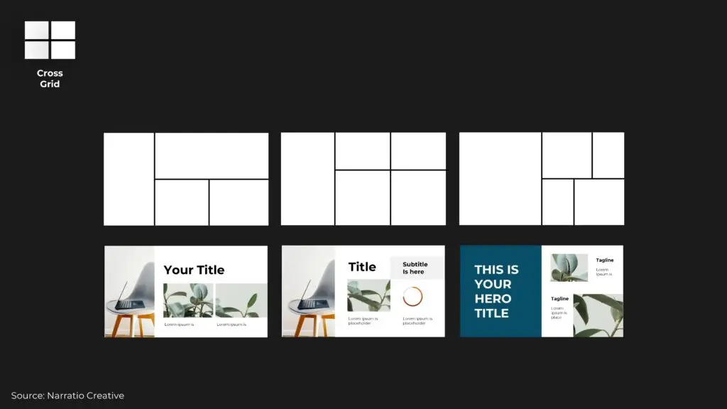 layout combo with cross-grid business presentation layouts example