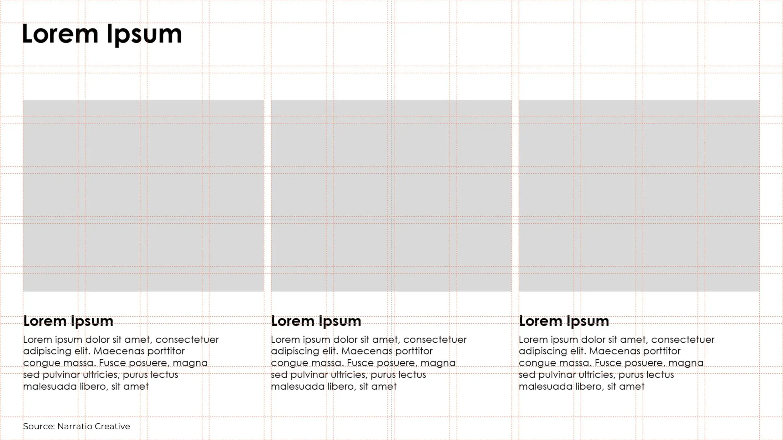 PowerPoint Guides layout sample placeholder with 3 columns